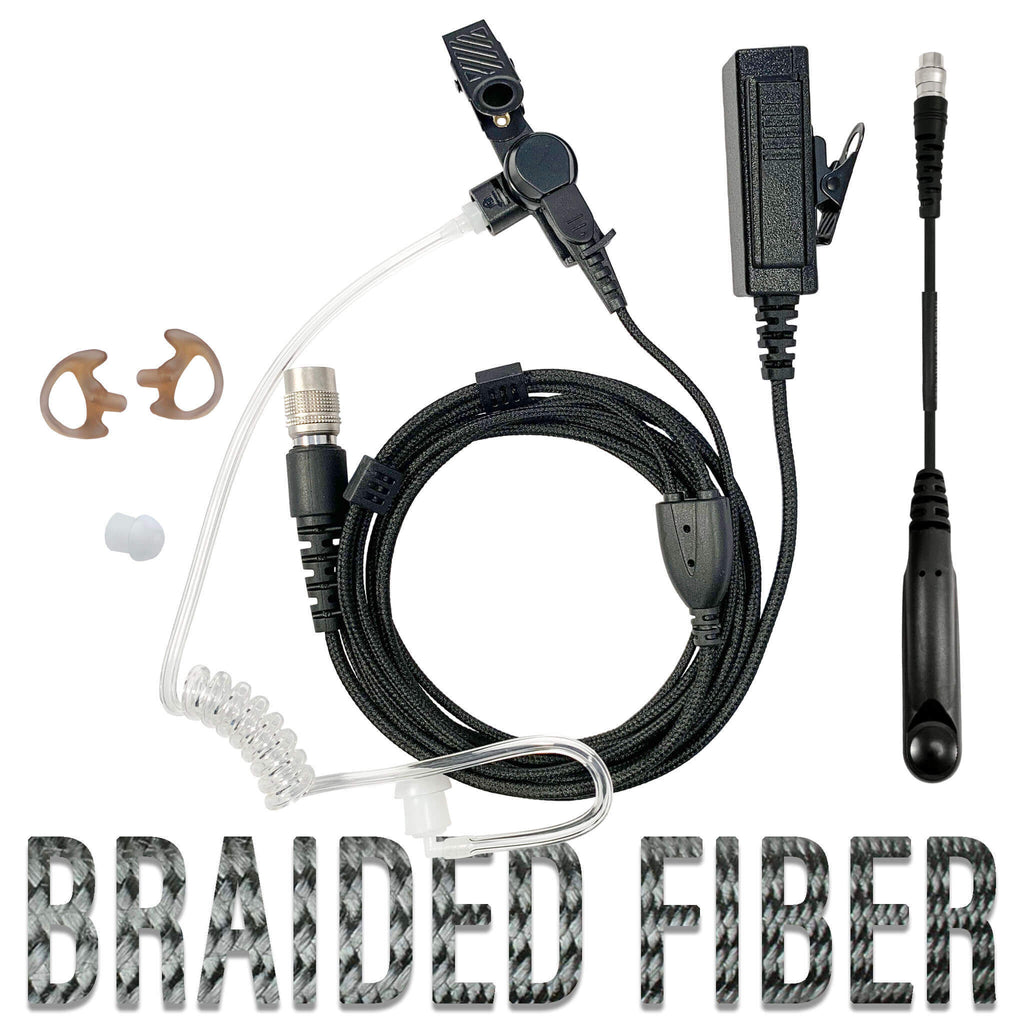  P/N: B2W-21SR: Tactical Mic & Earpiece Braided Fiber Kit - Quick Disconnect For Relm/BK Radio KNG Series: KNG-P150, KNG-P400, KNG-P500, KNG-P800, KNG2-P150, KNG2-P400, KNG2-P500, KNG2-P800 Comm Gear Supply CGS