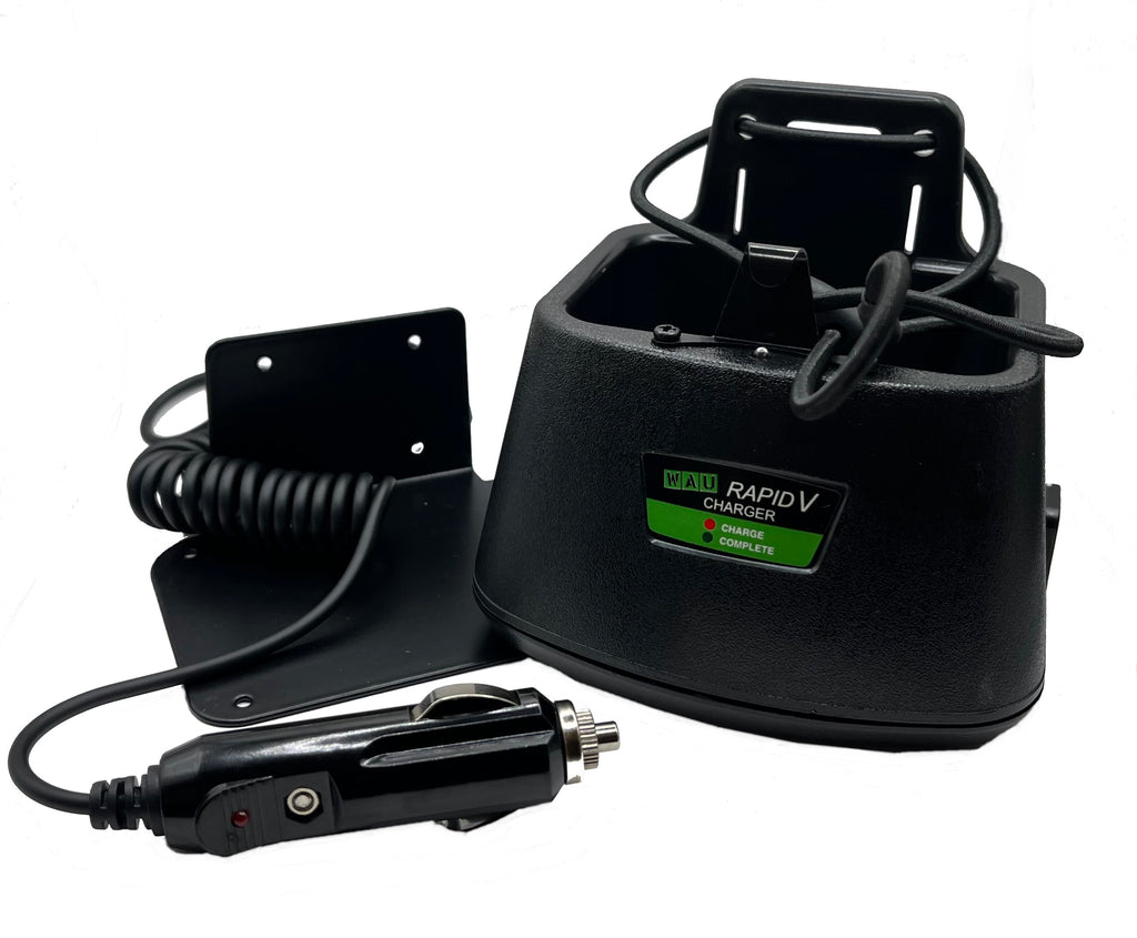 WAUVCGRKIT-POD8299: Complete Law Enforcement/Tactical In-Vehicle Charger for EF Johnson Radio/Walkie 5100 Series Radios, 51 Fire ES, 51LT ES, 51Sl ES series, ASCEND ES series, AN/PRC-127EFJ, Datron Guardian G25RPV100 Series Comm Gear Supply CGS