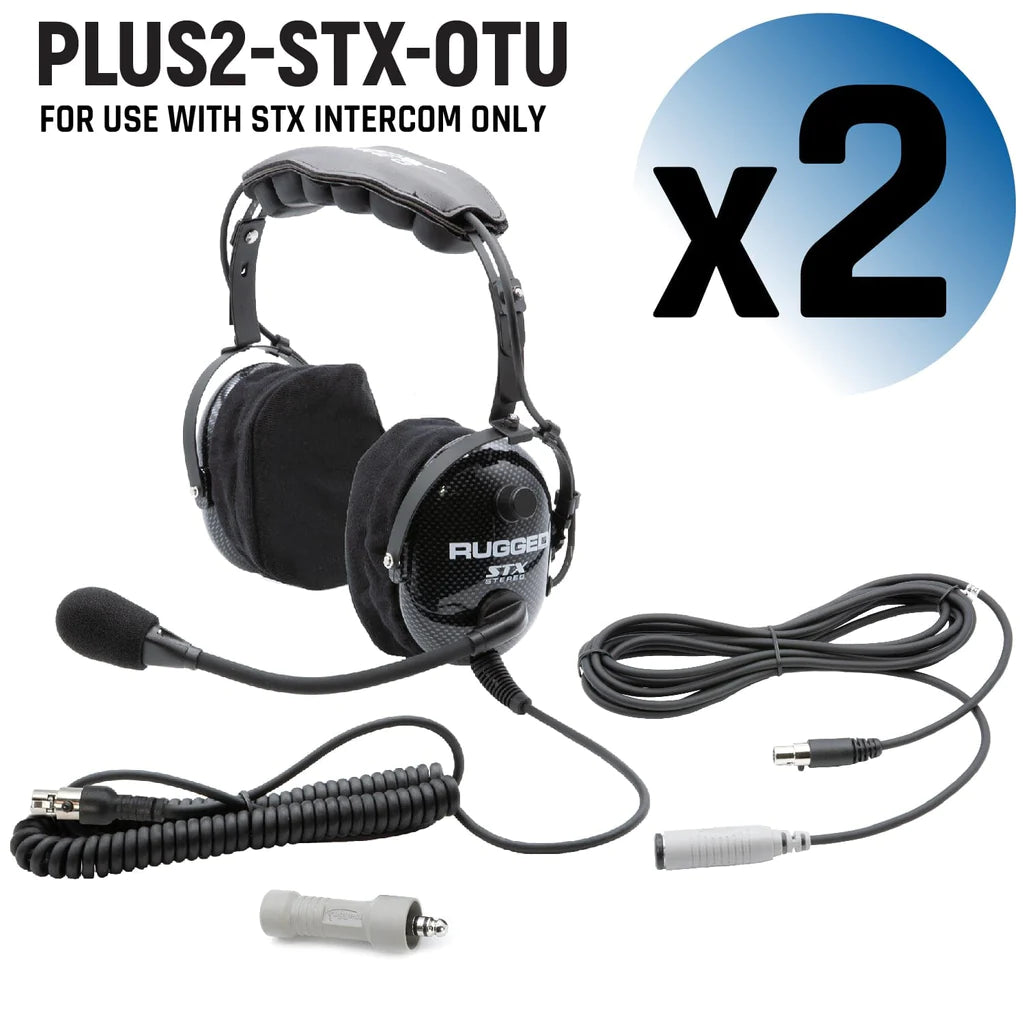 P/N: PLUS2-STX-OTU: Expand your two-person intercom system to 4 persons with this STX Headset for Mono and Stereo Intercoms expansion pack.