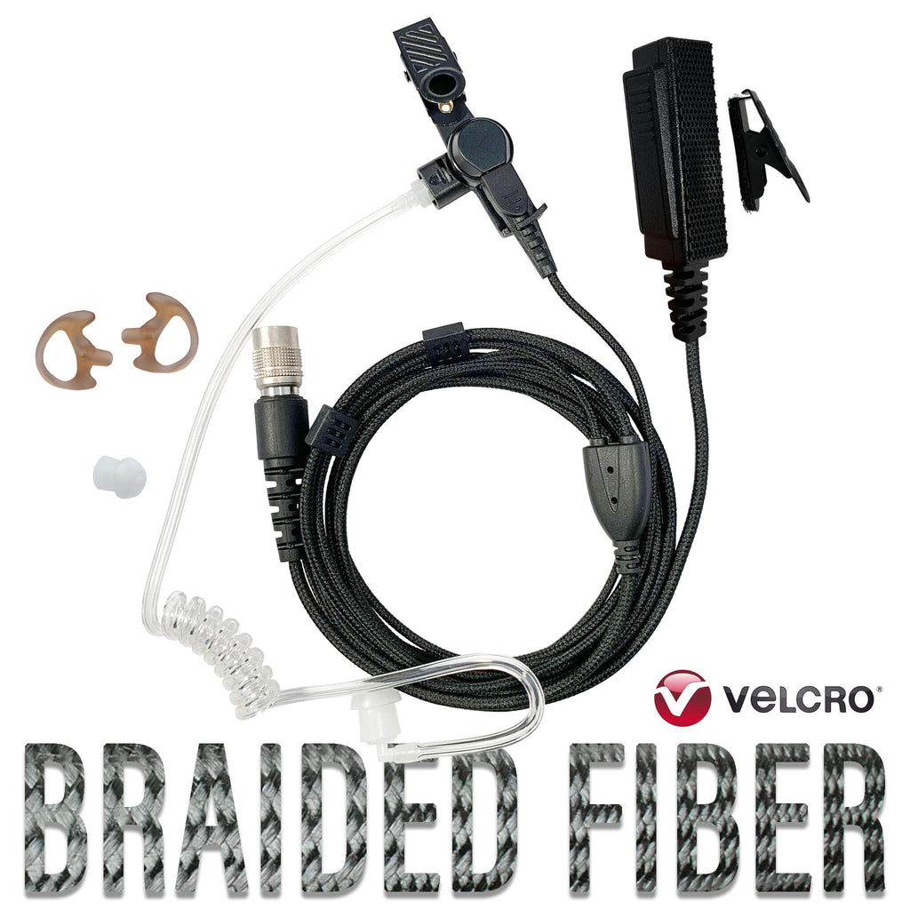 Velcro Tactical Mic & Earpiece Braided Fiber Kit - Replacement Kit, No Adapter Comm Gear Supply CGS