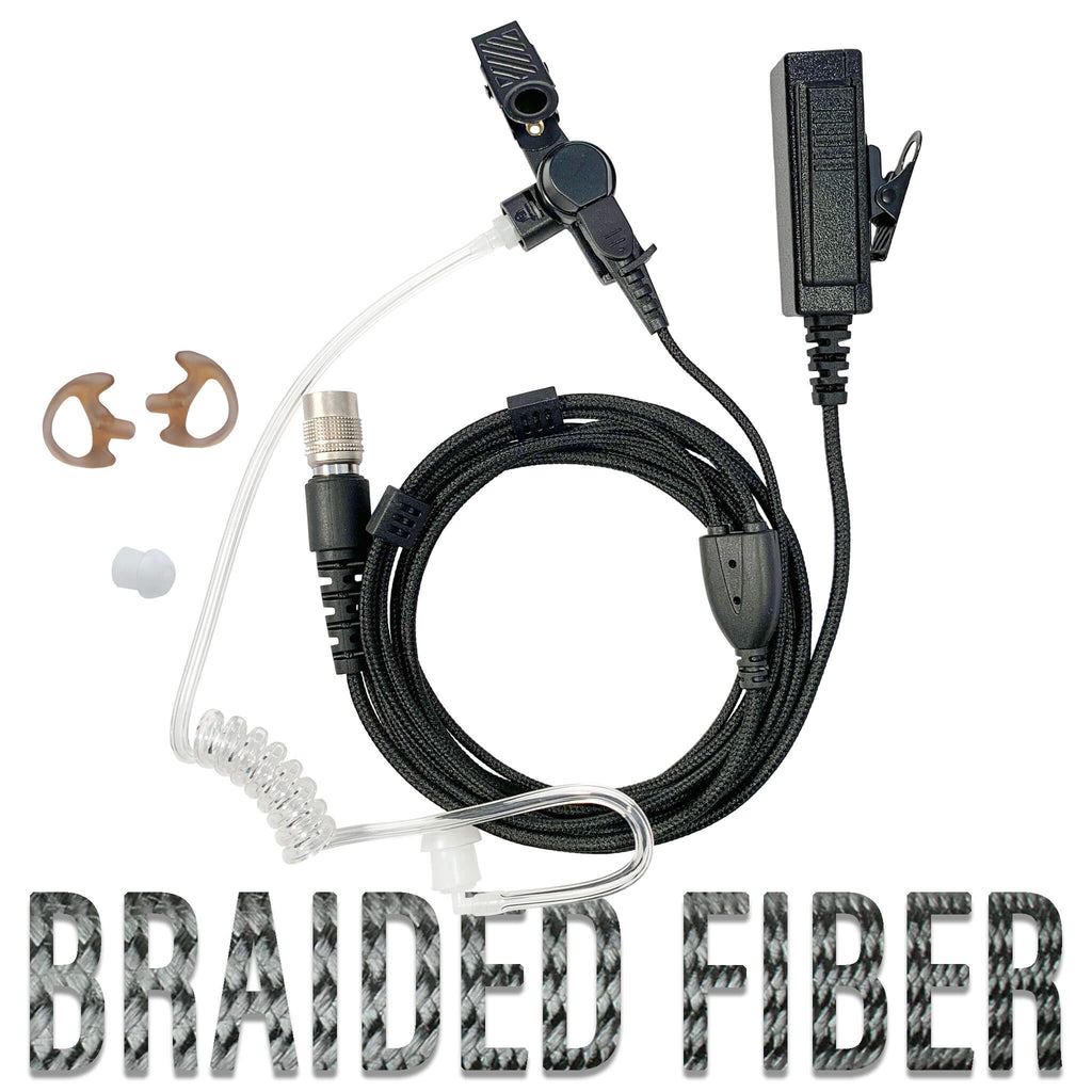 Tactical Mic & Earpiece Braided Fiber Kit w/ Quick Disconnect (Hirose) Connector - Replacement Kit, No Quick Disconnect Adapter Comm Gear Supply CGS