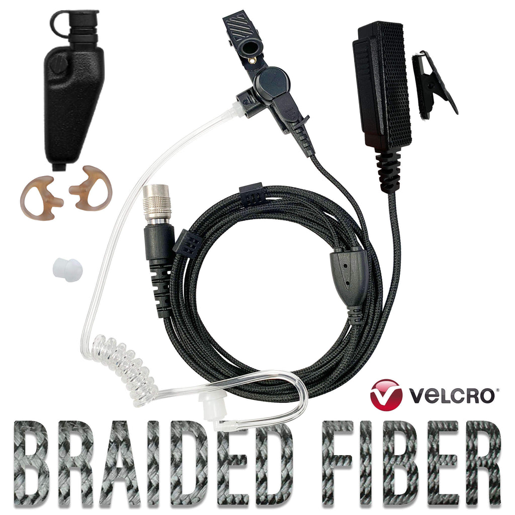 Velcro Tactical Mic & Earpiece Braided Fiber Kit - All EF Johnson VP5000, VP5230, VP5330, VP5430, VP6000, VP6230, VP6330, VP6430 & More Comm Gear Supply CGS