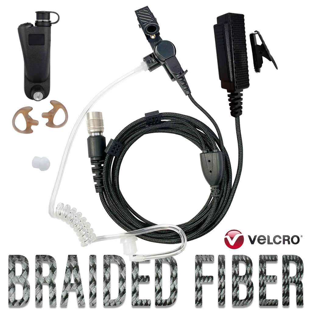Velcro Tactical Mic & Earpiece Braided Fiber Kit - Motorola: APX (Apex) Series, XPR Series, SRX2200, & More Comm Gear Supply CGS