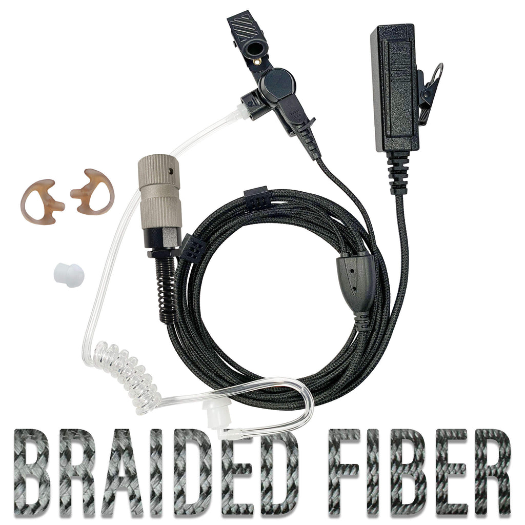 braided fiber mic earpiece radio kit Harris Falcon III/Thales: AN/PRC-113, AN/PRC-119, AN/PRC-150, AN/PRC-152, RF 7800V, 5800, LVIS USA, AN/PRC-154, AN/PRC-117, AN/PRC-119, Thales MBITR AN/PRC-148 & More Comm Gear Supply CGS