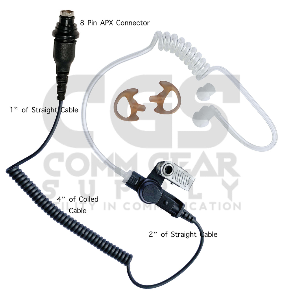 LOAPXAC 8 Pin APX Acoustic Tube Earpiece(RLN6424, RLN6424A, RLN6424B, RLN6424BXL) for Motorola Speaker Mics: HMN4101, HMN4103, HMN4104. APX900 APX1000 APX4000 APX6000/XE APX7000/L/XE APX8000 Comm Gear Supply CGS