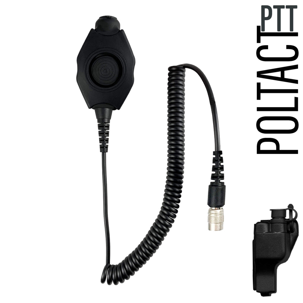 P/N: PT-PTTV1-23-A: Tactical Radio Amplified PTT for Headset(Hirose Adapter System): NATO/Military Wiring, Gentex, Ops-Core, OTTO, TEA, David Clark, MSA, Military Helicopter - Quick Disconnect Motorola: XTS1500, XTS2500, XTS3000, XTS3500, XTS5000, HT1000, JT1000, MT2000, MTS2000, MTX838, MTX900, MTX8000, MTX9000, PR1500 & More - U-94/A, Amped PTT and Disco32 Comm Gear Supply CGS