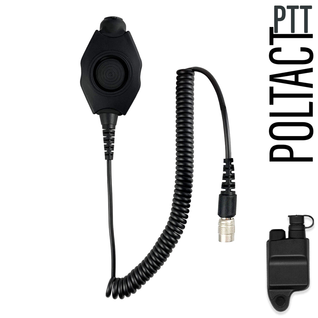 Tactical Radio Adapter/PTT for Headset(Hirose Adapter System): Peltor, TCI, TEA Helicopter - Quick Disconnect Harris(L3Harris) & M/A-Com Jaguar 700P, 700Pi, 710P, P5100, P5130, P5150, P5200, P7100, P7130, P7150, P7170, P7200, P7230, P7250, P7270 & More Comm Gear Supply CGS