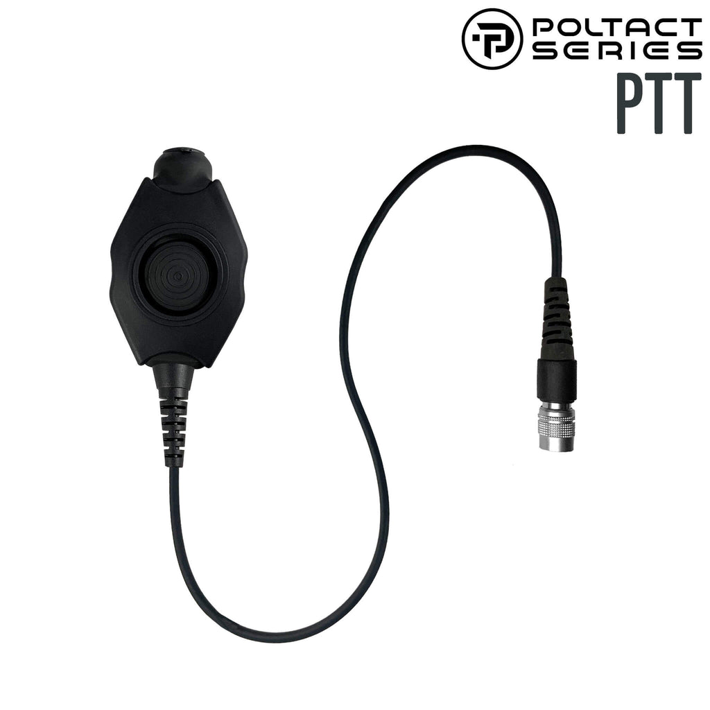 Tactical Radio PTT for Headset(Hirose Adapter System): NATO/Military Wiring, Gentex, Ops-Core, OTTO, Select Peltor Models, Helicopter  -  straight cable PT-PTTV1S-RR-N - Replacement/Upgrade - No Adapter Comm Gear Supply CGS