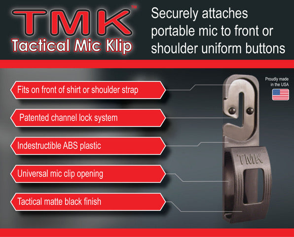 TMK Tacical Mic Klip - Motorola, Kenwood, Harris(L3Harris), Vertex, & More Comm Gear Supply CGS