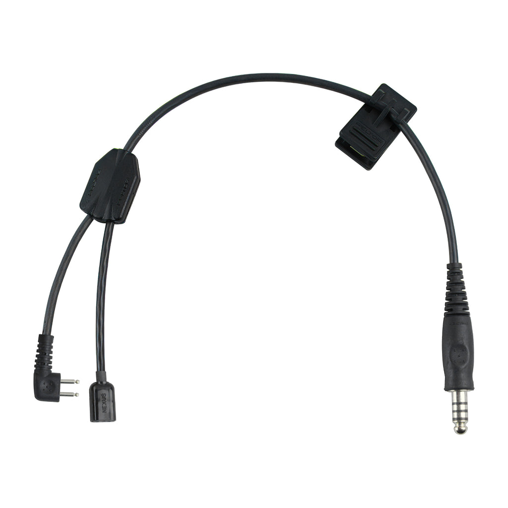 3M-FL6AF: Genuine 3M Peltor NATO wired Y harness with mic input connector and headset audio input lead. This setup allows you to integrate comms into your non-comms hearing protection Peltor headsets. Designed for headsets with a 2 pin audio input in the back of the headset: Peltor Hearing Defenders. *Not Compatible with Comtac VI Hearing Defenders* Comm Gear Supply CGS