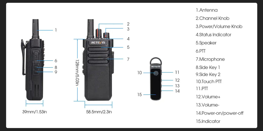 P/N: RT29D-BT: Retevis RT29D Waterproof Heavy Duty UHF Bluetooth DMR Portable Radio Comm Gear Supply CGS