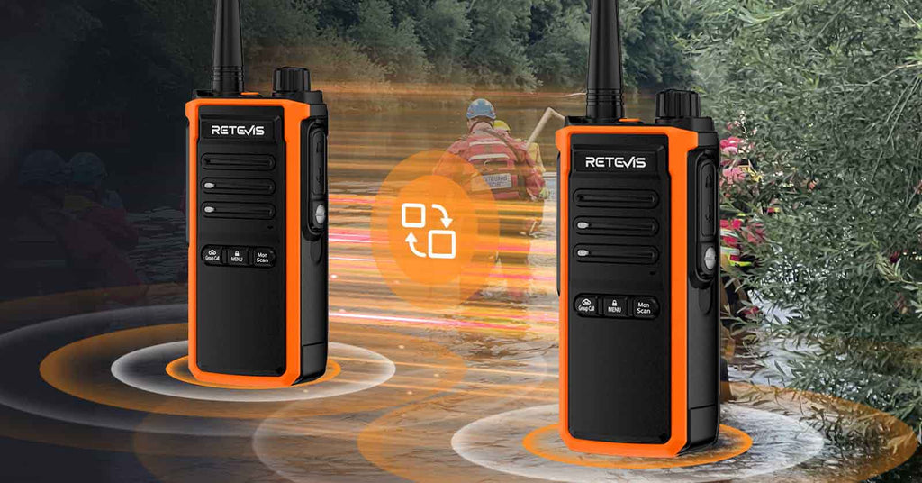 P/N: C5B: The Retevis C5B waterproof walkie talkie boasts an ultra-long communication range of up to 30,000 square meters, equipped with squelch and VOX functions to ensure crystal-clear conversations even in noisy environments, such as construction sites or outdoors. Both the pin connector and the body feature waterproof designs, with a built-in 1800mAh battery, it supports both direct and rapid charging, providing over 16 hours of use per full charge. Comm Gear Supply CGS
