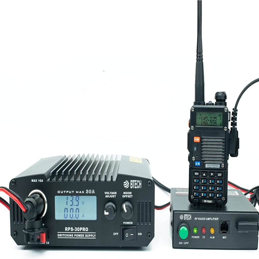 P/N: RPS-30PRO: The BTECH RPS-30PRO Regulated Power Supply allows for simple and reliable AC-to-DC power conversion with a constant source of DC voltage. An ideal power source for CB, Ham, GMRS and LMR Two way radios, Scanners, and all 13.8V equipment. Comm Gear Supply