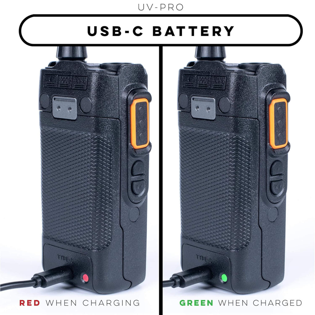 P/N: UV-PRO: BTECH UV-PRO IP67 Dual Band VHF/UHF Two-Way Radio – Equipped with APRS, Bluetooth, GPS, Text Messaging, Aviation Band Scanner, NOAA Weather Alerts, and a USB-C Rechargeable Battery. Comm Gear Supply CGS