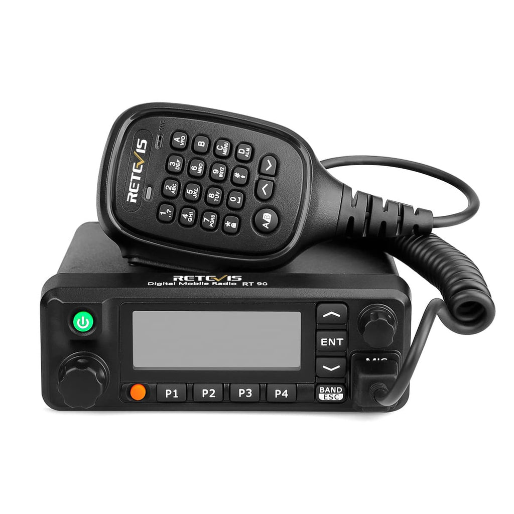 P/N: RT90: The Retevis RT90 50 Watt Dual Band DMR Mobile with the MA07 Stainless Steel Antenna Kit supports analog and digital mode. It provides dual band, dual standby, dual display, dual time slot, operating on both 400-480MHz UHF frequencies and 136-174MHz VHF at up to 50 watts VHF and 45 watts UHF Comm Gear Supply CGS