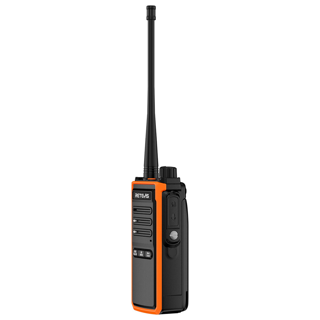 P/N: C5B: The Retevis C5B waterproof walkie talkie boasts an ultra-long communication range of up to 30,000 square meters, equipped with squelch and VOX functions to ensure crystal-clear conversations even in noisy environments, such as construction sites or outdoors. Both the pin connector and the body feature waterproof designs, with a built-in 1800mAh battery, it supports both direct and rapid charging, providing over 16 hours of use per full charge. Comm Gear Supply CGS