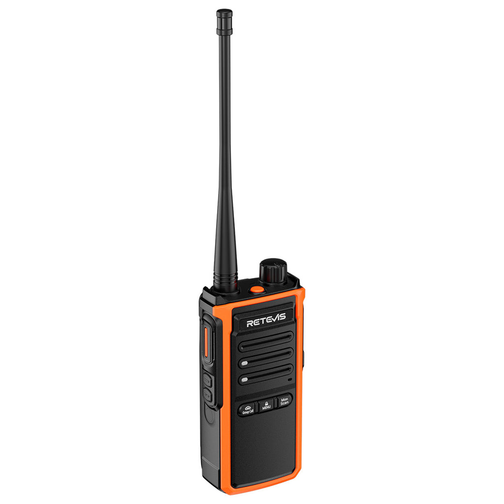 P/N: C5B: The Retevis C5B waterproof walkie talkie boasts an ultra-long communication range of up to 30,000 square meters, equipped with squelch and VOX functions to ensure crystal-clear conversations even in noisy environments, such as construction sites or outdoors. Both the pin connector and the body feature waterproof designs, with a built-in 1800mAh battery, it supports both direct and rapid charging, providing over 16 hours of use per full charge. Comm Gear Supply CGS