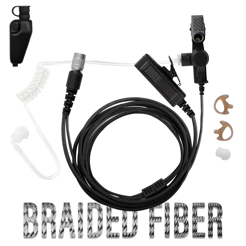 Tactical Mic & Earpiece Braided Fiber Kit - Quick Disconnect EF Johnson: VP5000, VP5230, VP5330, VP5430, VP6000, VP6230, VP6330, VP6430 & More Comm Gear Supply CGS B2W11SR