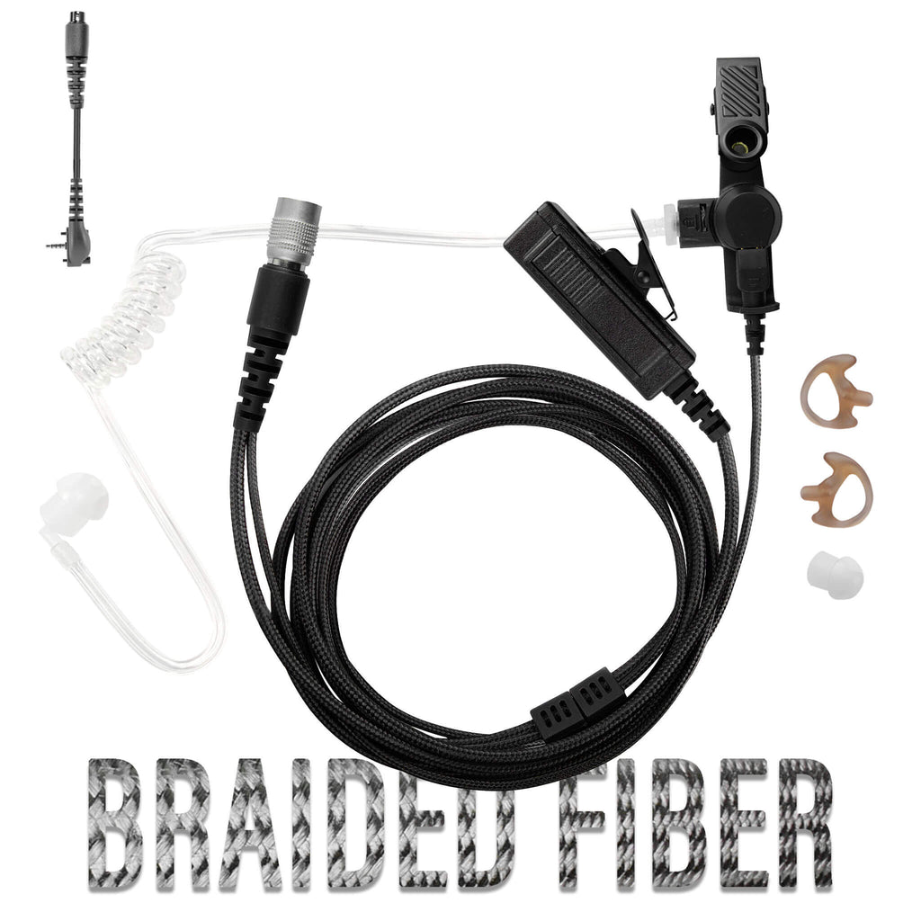 P/N: B2W-22SR: braided fiber mic earpiece radio kit Vertex VX10, VX110, VX130, VX160, VX180, VX210, VX230, VX231, VX260, VX261, VX264, VX300, VX350, VX351, VX354, VX427, VX400, VX410, VX420, VX427, VX450, VX451, VX454, VX459, eVX261, eVX531, eVX534, eVX539, BC95, & More. Comm Gear Supply CGS