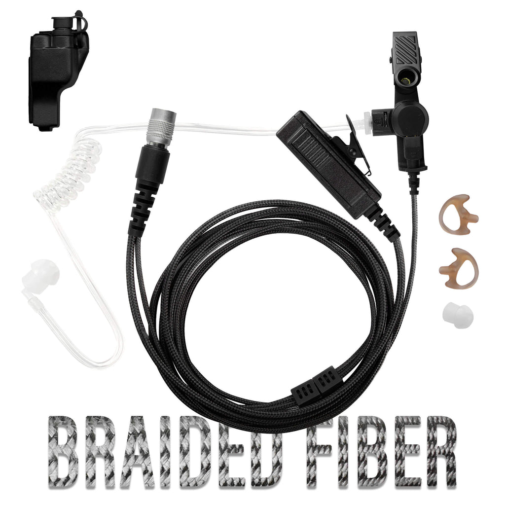 P/N: B2W23SR: Tactical Mic & Earpiece Braided Fiber Kit - Fits: Motorola XTS2500 XTS3000 XT3500 XTS500, MT2000, MTS2000, HT1000, PR1500 & More Comm Gear Supply CGS