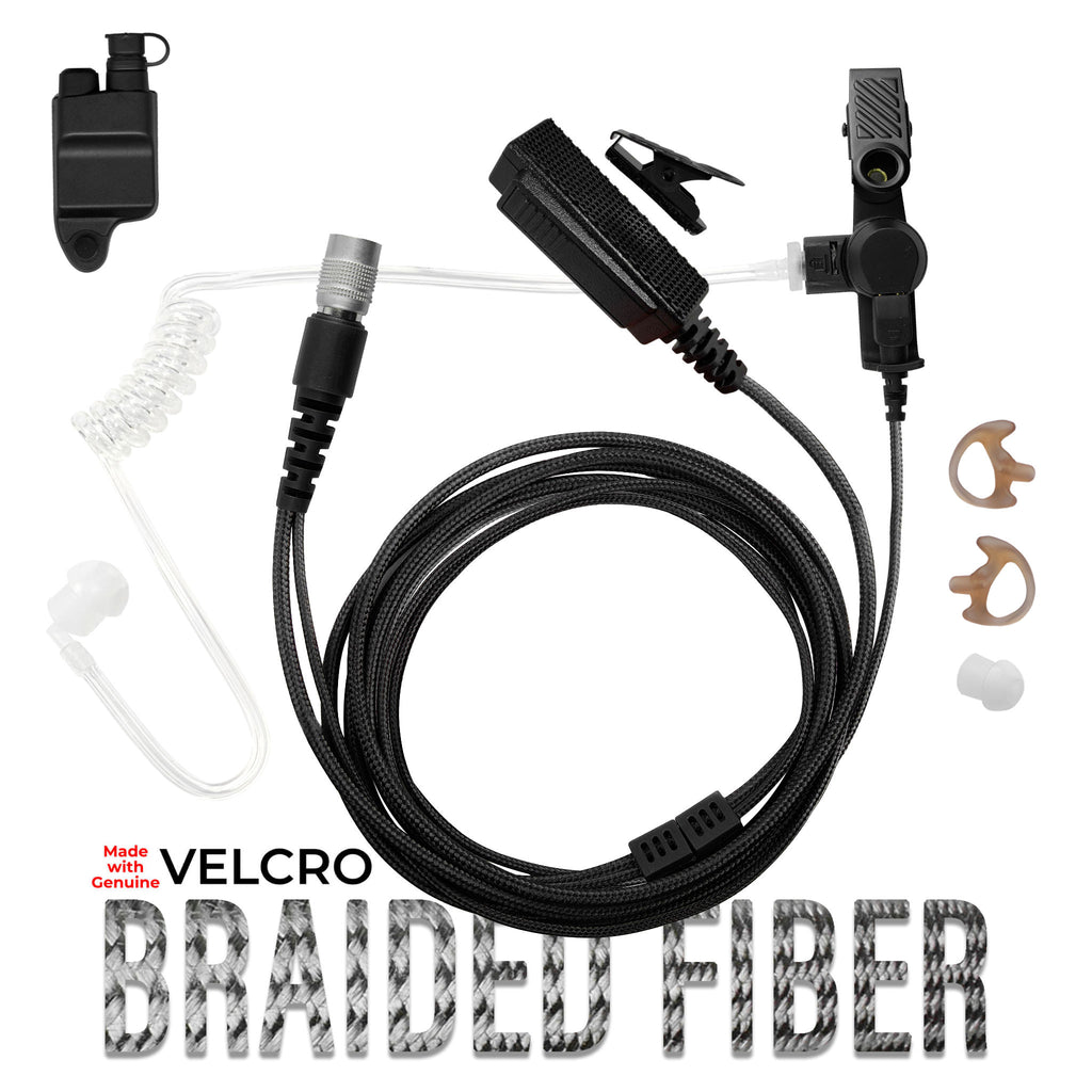Velcro Tactical Mic & Earpiece Braided Fiber Kit - All P5300 P5400 P5500 P7300 Series, XG-15/25/75 & More Comm Gear Supply CGS B2W28SR-V