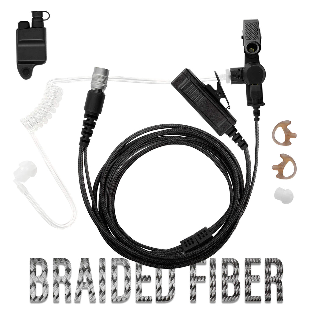 P/N: B2W27SR: Tactical Mic & Earpiece Braided Fiber Kit - Harris & M/A-Com P7100, P7130, P7150,P7170, P5100, P5130, P5150 & More Comm Gear Supply CGS