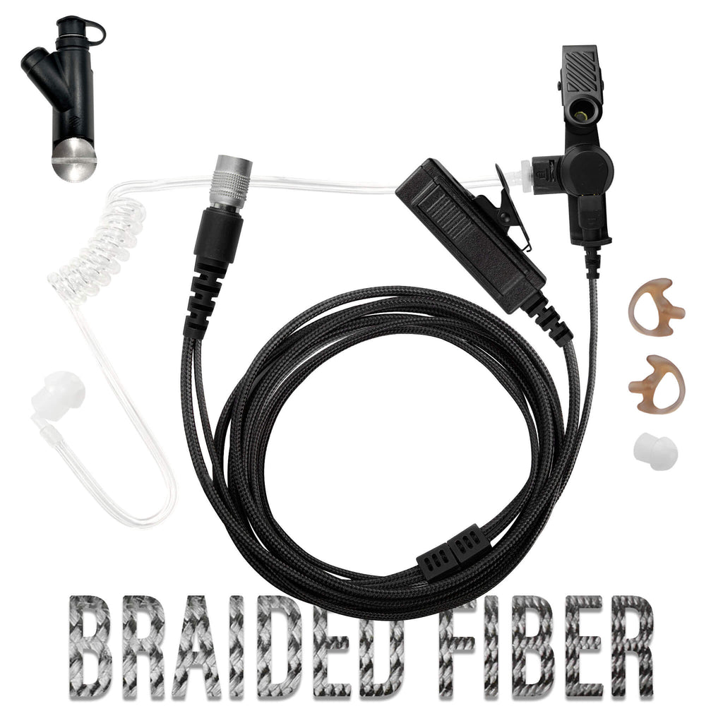 braided fiber mic earpiece radio kit nylon B2W29SR: For Harris(L3Harris): XG-100, XG-100P, XL-185, XL-185P, XL-185Pi, XL-200, XL-200P, XL-150/P, XL-95/P, XL-200Pi quick disconnect release easy connect Comm Gear Supply CGS