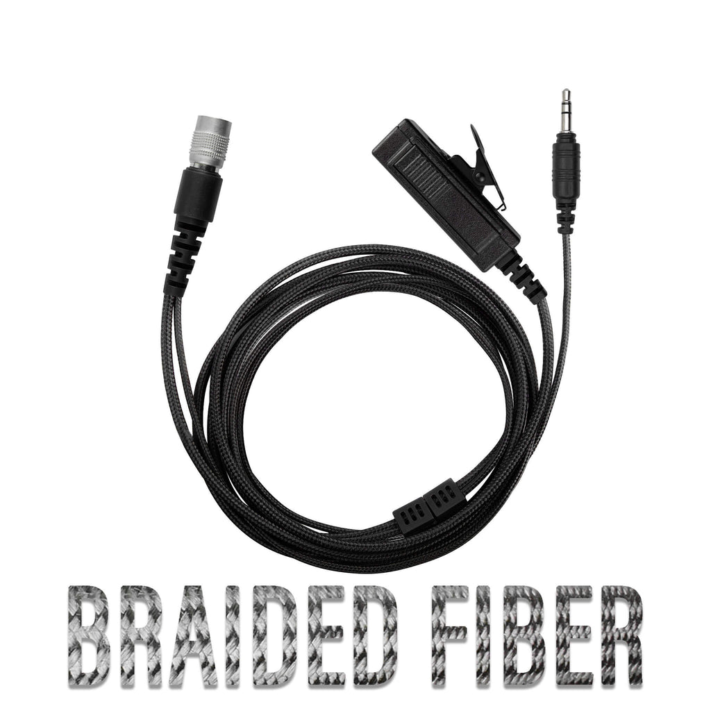 B2W-3.5S-SR: Tactical 2 Wire Comms Kit w/ Braided Fiber Cabling for Walker's Razor Pro Ears w/ 3.5mm Audio Input Connector baofeng motorola kenwood icom anytone vertex yaesu Comm Gear Supply CGS