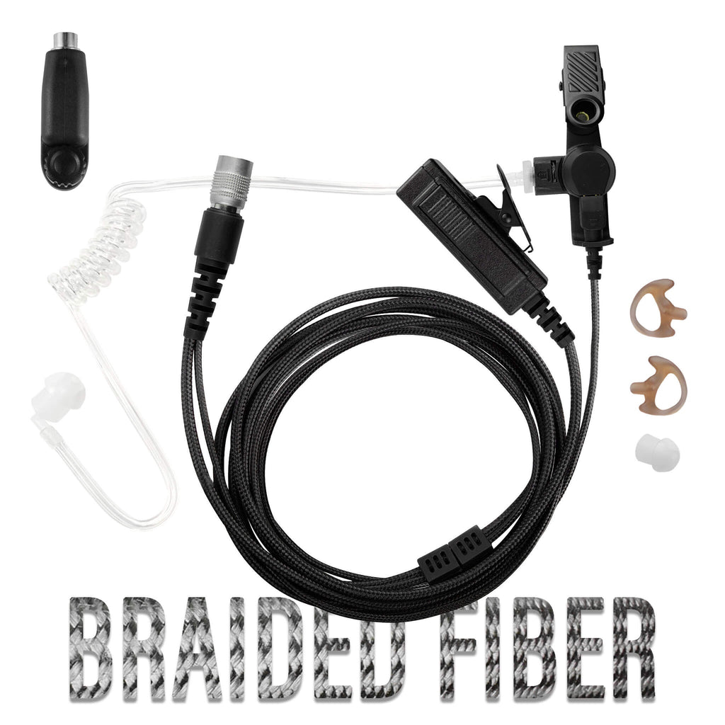 P/N: B2W43SR: Tactical Mic & Earpiece Braided Fiber Kit - Motorola/Ailunce/Retevis/HYT/: EX500, EX560-XLS, EX600/XLS, GP328/GP338PLUS, GP344/338, HD1, HD2, Siyata, Simoco & More Comm Gear Supply CGS
