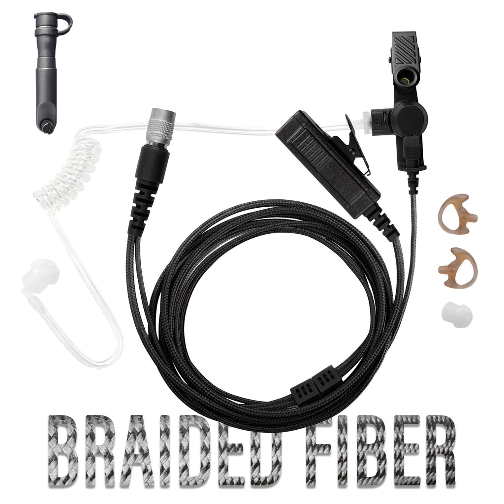 P/N: B2WH8SR: Tactical Mic & Earpiece Braided Fiber Kit - Harris HPD250 Momentum & More Comm Gear Supply CGS