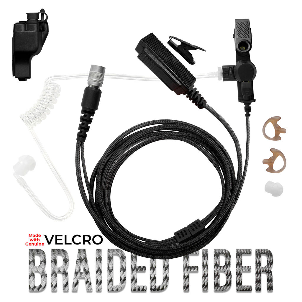 Tactical Mic & Earpiece Braided Fiber Kit - Fits: Motorola XTS2500 XTS3000 XT3500 XTS500, MT2000, MTS2000, HT1000, PR1500 velcro Comm Gear Supply CGS B2W23SR-V