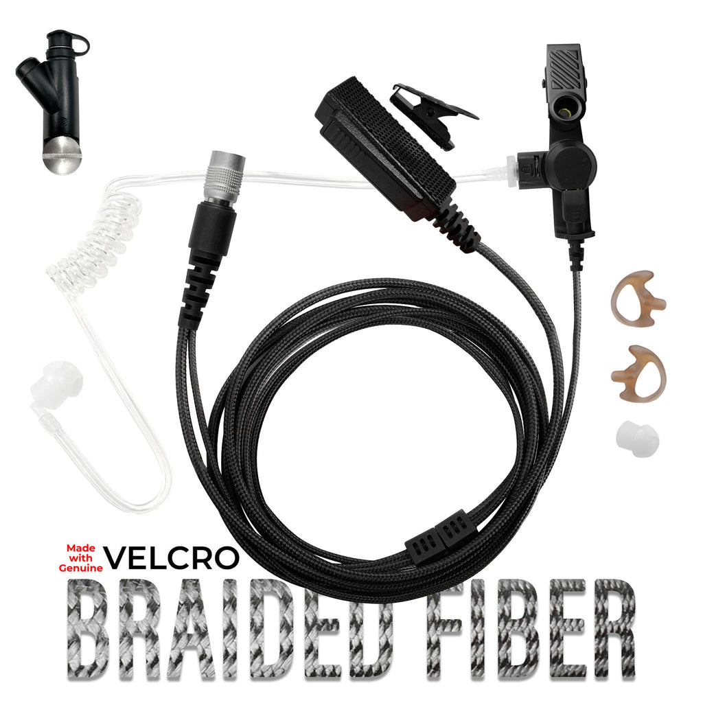 Velcro Tactical Mic & Earpiece Braided Fiber Kit - B2W29SR-V: For Harris(L3Harris): XG-100, XG-100P, XL-185, XL-185P, XL-185Pi, XL-150/P, XL-95/P, XL-200, XL-200P, XL-200Pi Comm Gear Supply CGS