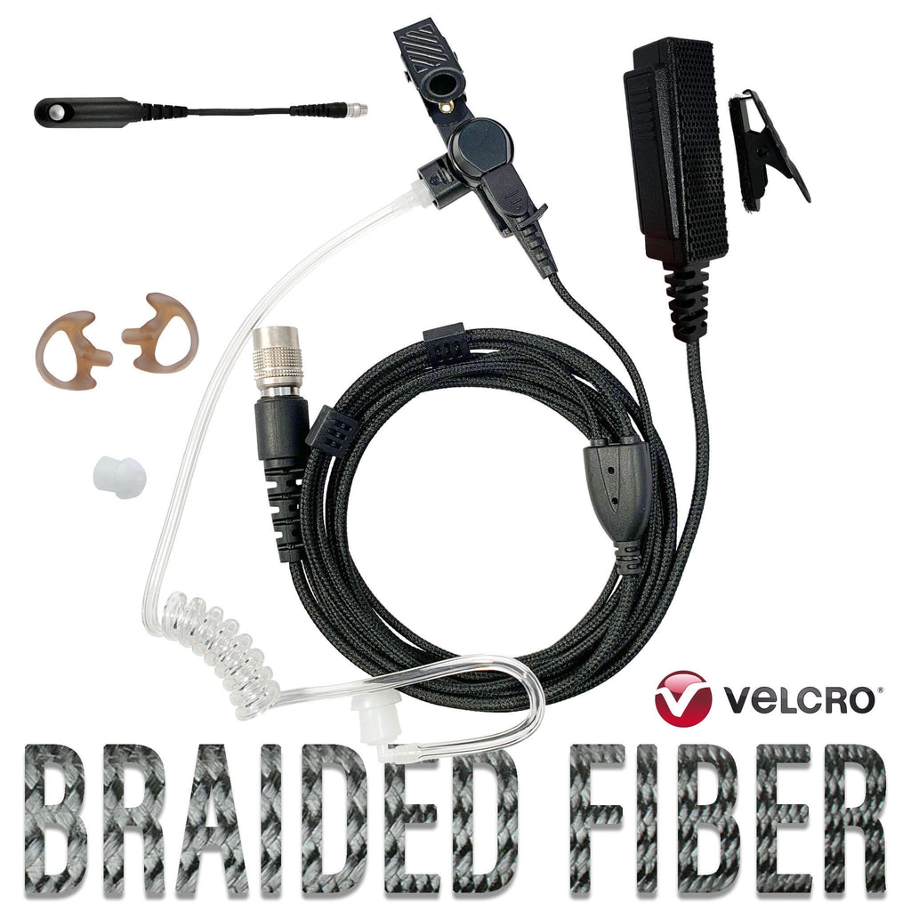 Velcro Tactical Mic & Earpiece Braided Fiber Kit - BaoFeng: UV9R, UV9R Plus, BF-A58, UV-XR, GT-3WP, BF-9700, UV-5S, BF-R760, UV-82WP BF-558, BF-N9, UV9R Pro, Comm Gear Supply CGS