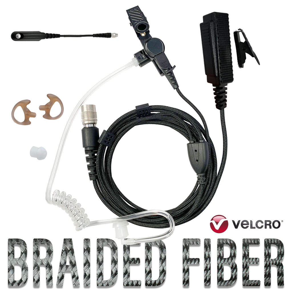 Velcro Tactical Mic & Earpiece Braided Fiber Kit - BaoFeng: UV9R, UV9R Plus, BF-A58, UV-XR, GT-3WP, BF-9700, UV-5S, BF-R760, UV-82WP BF-558, BF-N9, UV9R Pro, 