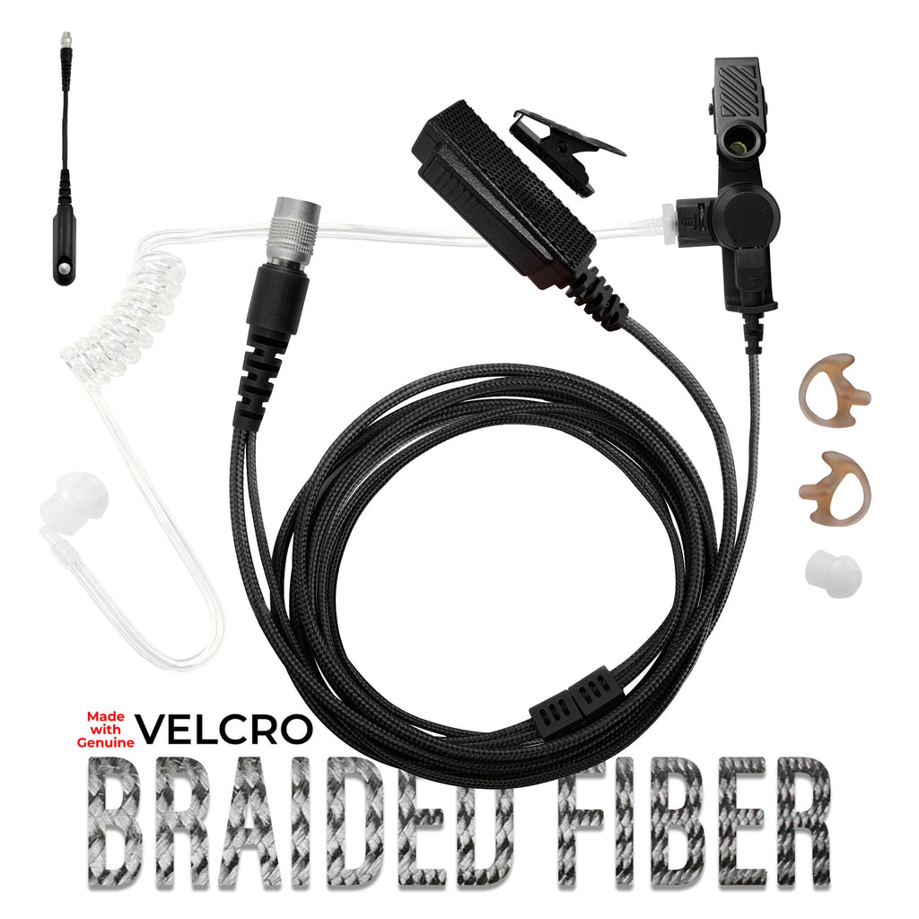 Velcro Tactical Mic & Earpiece Braided Fiber Kit - BaoFeng: UV9R, UV9R Plus, BF-A58, UV-XR, GT-3WP, BF-9700, UV-5S, BF-R760, UV-82WP BF-558, BF-N9, UV9R Pro, Comm Gear Supply CGS B2W33SR-V