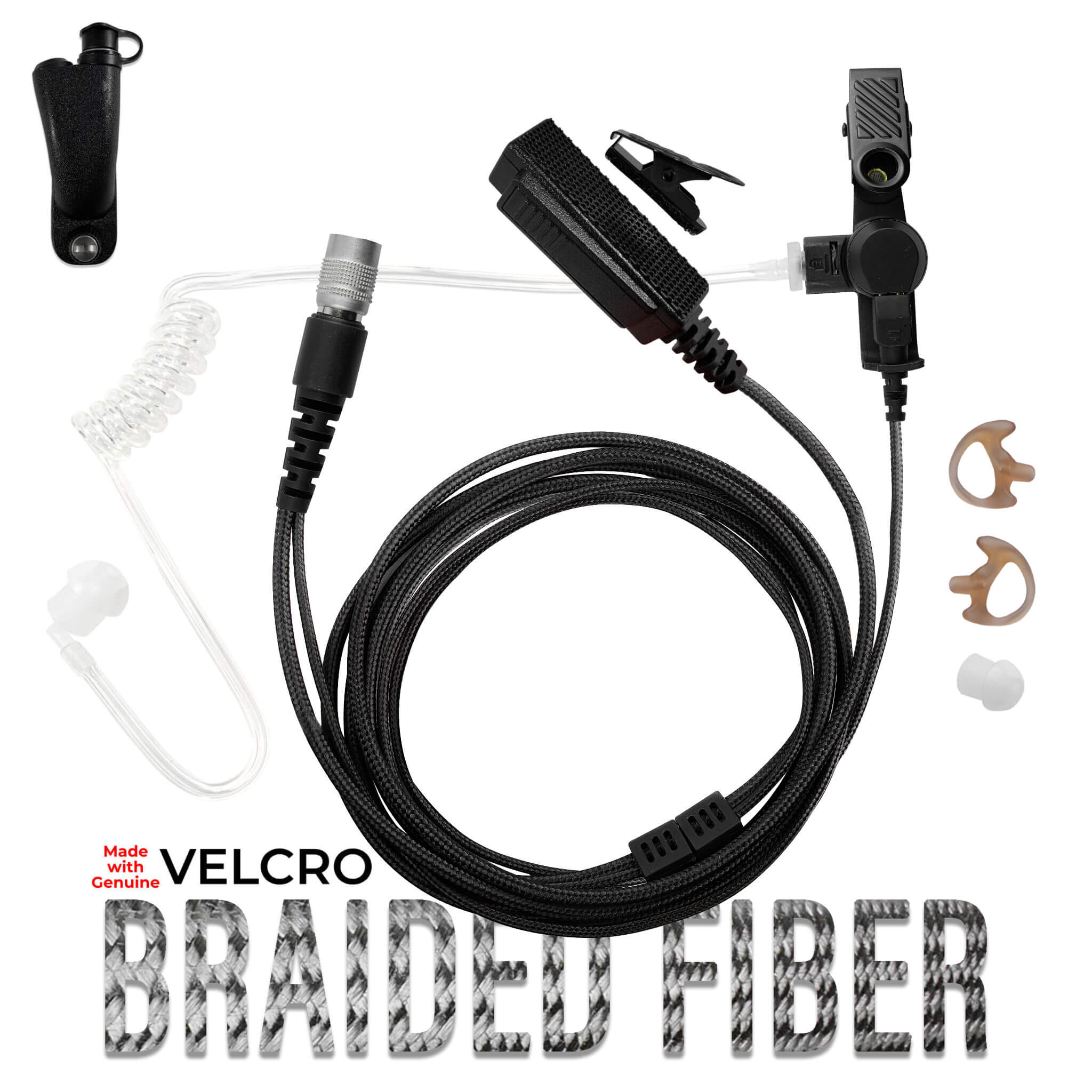 Velcro Tactical Mic Earpiece Braided Fiber Kit Quick