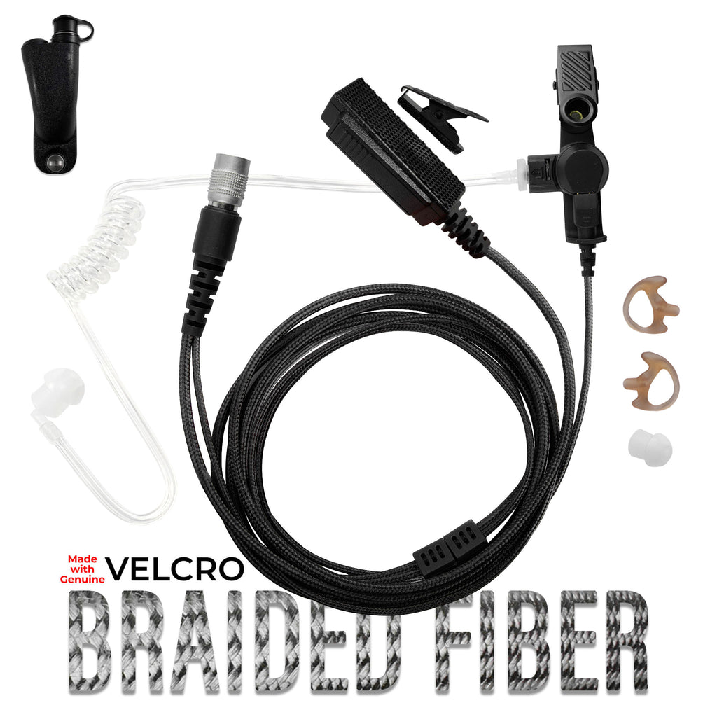 Velcro Tactical Mic & Earpiece Braided Fiber Kit - Maxon/Tecnet - TPD 1000, TPD-1116, TPD-1416, TPD-1124, TPD-1424, RCA - PRODIGI Digital - RDR2500, RDR2550, RDR2600, RDR36500, RDR3600 & More Comm Gear Supply CGS B2W34XSR-V