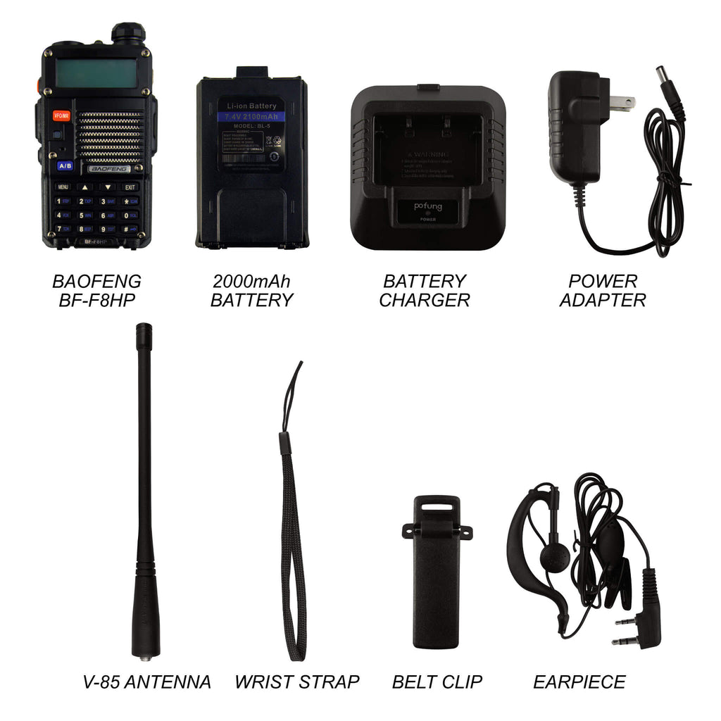 BF-F8HP: BaoFeng BF-F8HP (UV-5R 3rd Gen) 8-Watt Dual Band Two-Way Radio (136-174MHz VHF &amp; 400-520MHz UHF) Comm Gear Supply CGS