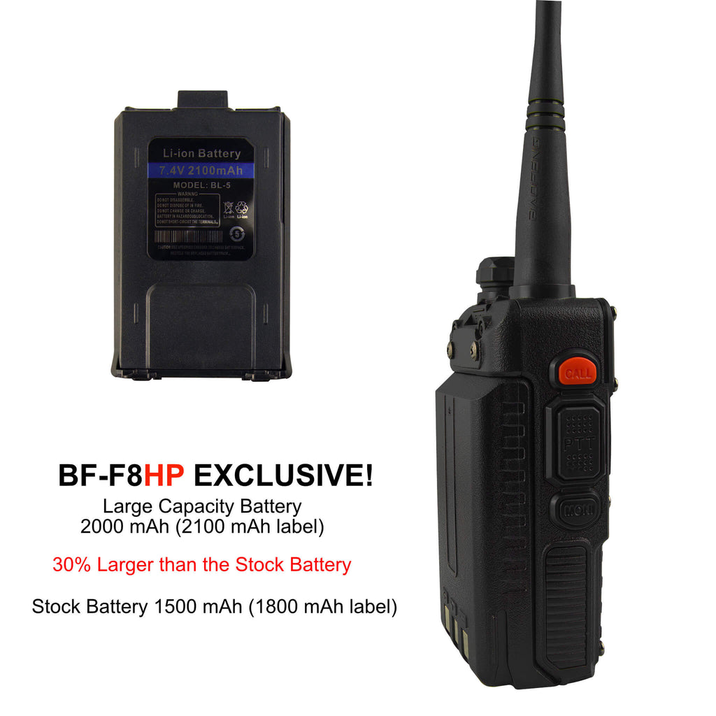 BF-F8HP: BaoFeng BF-F8HP (UV-5R 3rd Gen) 8-Watt Dual Band Two-Way Radio (136-174MHz VHF &amp; 400-520MHz UHF) Comm Gear Supply CGS