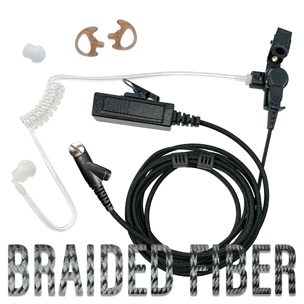 Tactical Mic & Earpiece Braided Fiber Kit - Hardwired B2W29HW: For Harris(L3Harris): XG-100, XG-100P, XL-185, XL-185P, XL-185Pi, XL-150/P, XL-95/P, XL-200, XL-200P, XL-200Pi Comm Gear Supply CGS