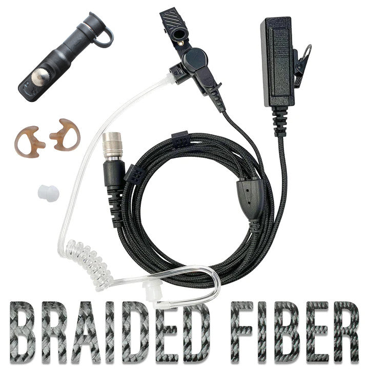 Tactical Mic & Earpiece Braided Fiber Kit - Hytera: PT-580, PD7 Series, PD982 & More Hytera PT-580, PD-702, PD-782, PD-785, PD-982 & more. Comm Gear Supply CGS