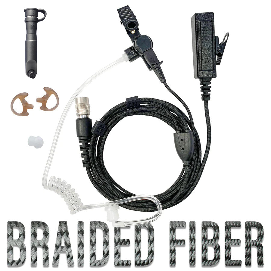 P/N: B2WH8SR: Tactical Mic & Earpiece Braided Fiber Kit - Hytera PD-602, PD-662, PD-682, X1e, X1p, Z1p & More Comm Gear Supply CGS