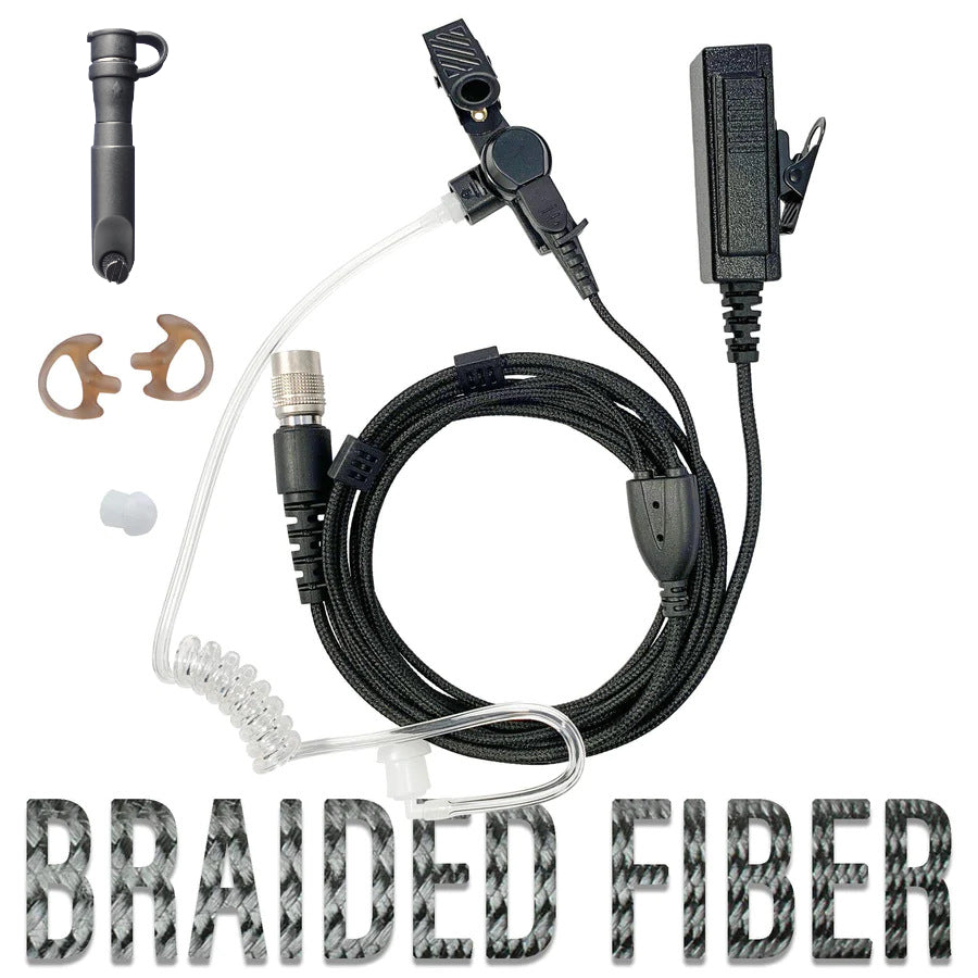 Tactical Mic & Earpiece Braided Fiber Kit - Harris HPD250 Momentum & More Comm Gear Supply CGS