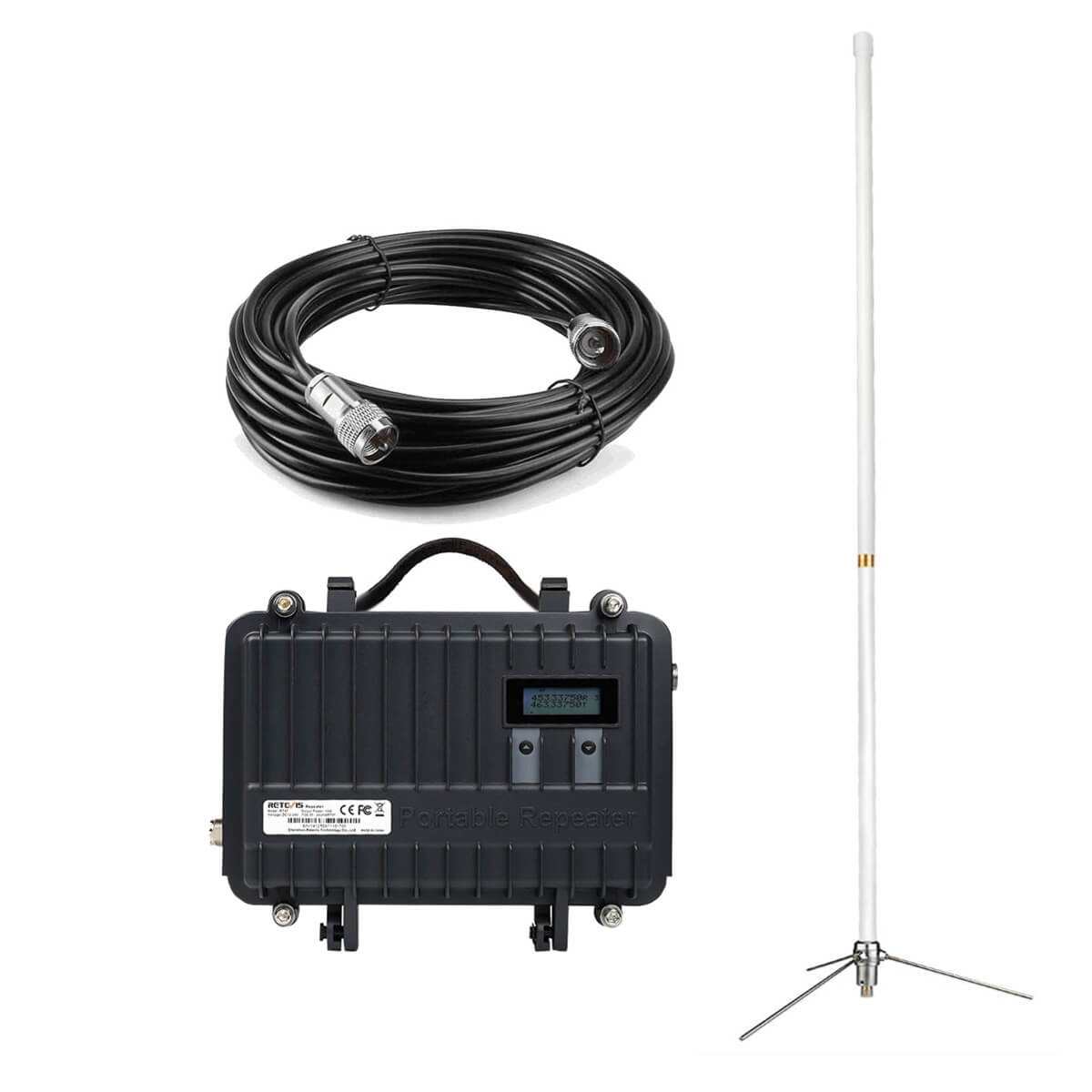 Retevis RT97 Customizable Frequency Radio Repeater and Fiberglass Ante ...