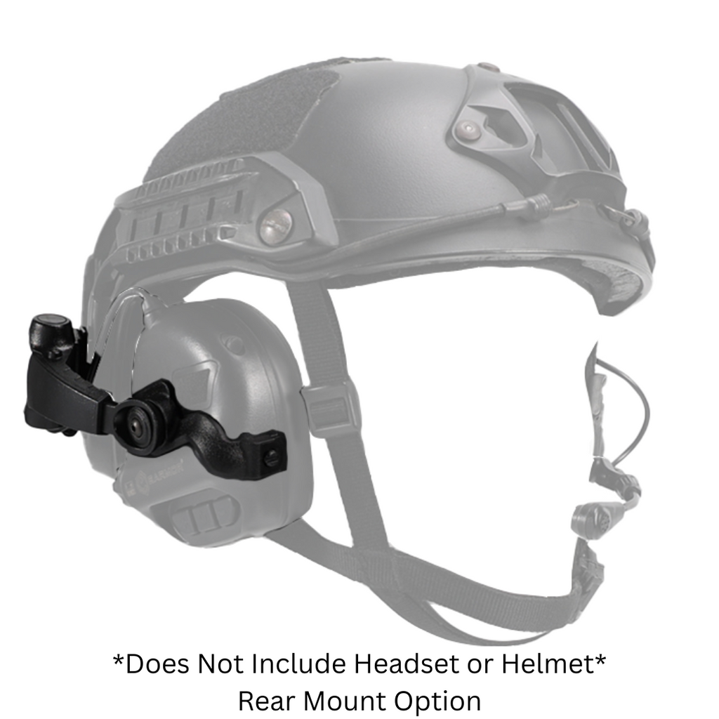 EM-M16C-TBD, Earmor Rear Helmet Mount Kit for Helmet/Headset Rail Mount Systems: FAST/ARC(Ops-Core Helmets), Team Wendy EXFIL 2.0 EXFIL 3.0, Hard Head Veterans M-LOK/MTEK/HHV & more.  Compatible only with Earmor mark 3 M31X, M32X, MARK3 headsets.