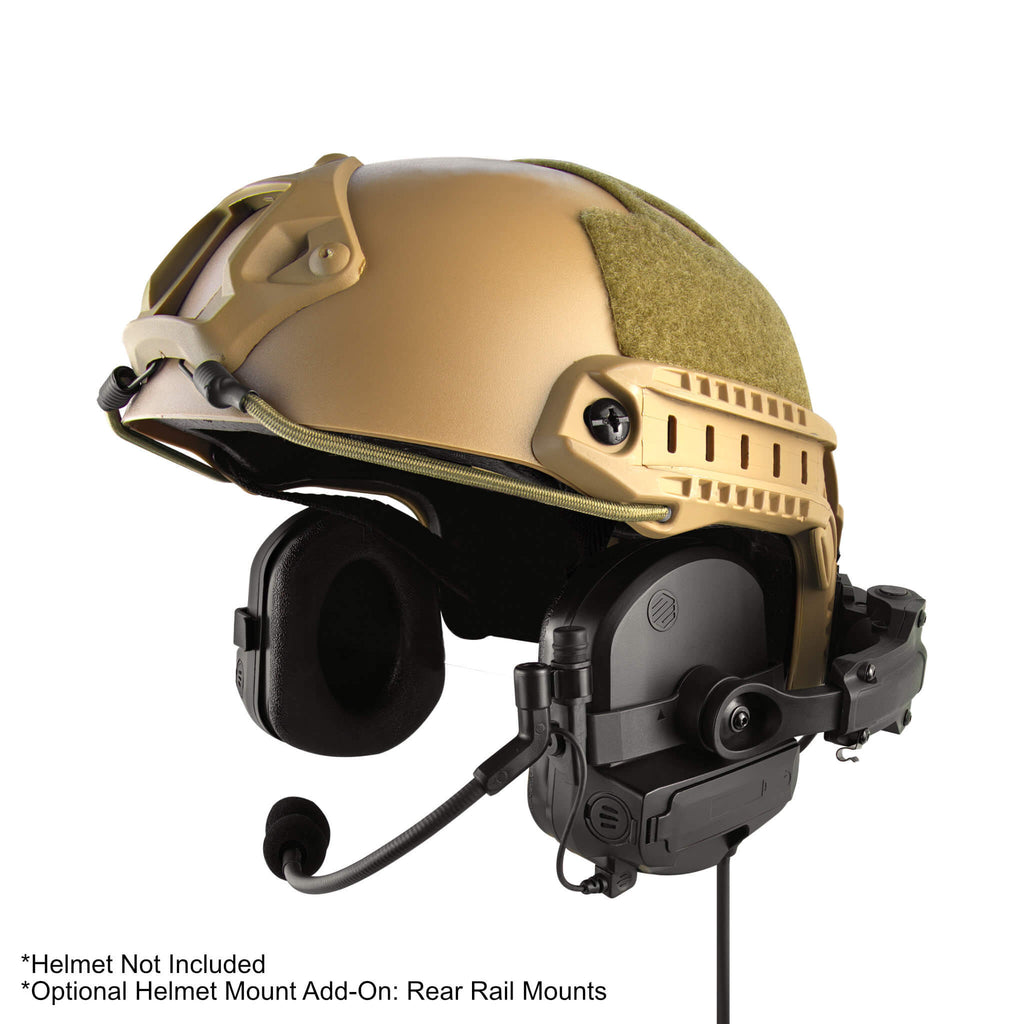 Tactical Radio Helmet Headset w/ Active Hearing Protection - PTH-V2-MIL Material Comms PolTact Headset & Push To Talk(PTT) Adapter For Tactical Radio Headset w/ Active Hearing Protection - Harris(L3Harris) Falcon III/Thales: RF 7800V, 5800, LVIS USA, AN/PRC-113, AN/PRC-119, AN/PRC-150, AN/PRC-152, AN/PRC-154, AN/PRC-117, AN/PRC-119, Thales MBITR AN/PRC-148 & other PRC ASIP SINCGARS Radios w/ U-229(5 Pin) & U-329 Comm Gear Supply CGS