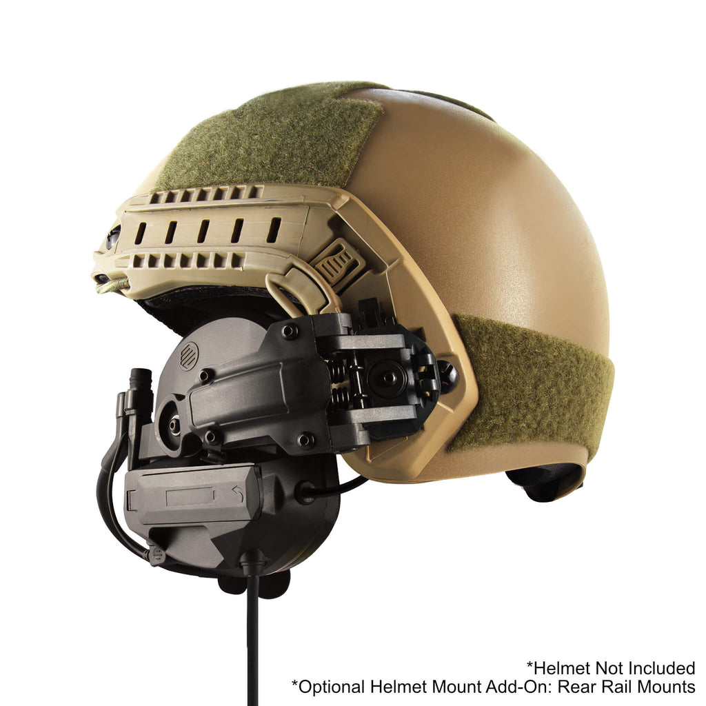 Tactical Radio Helmet Headset w/ Active Hearing Protection - PTH-V2-MIL Material Comms PolTact Headset & Push To Talk(PTT) Adapter For Tactical Radio Headset w/ Active Hearing Protection Harris Falcon III RF-7800S SPR Secure Personal Radio - Or other Personal Radios  Fischer 9 Pin Connector. Comm Gear Supply CGS