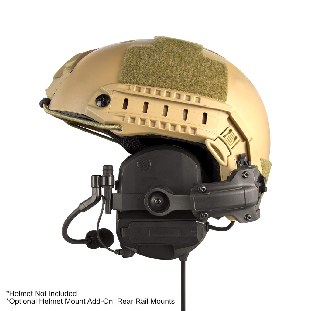Tactical Radio Helmet Headset w/ Active Hearing Protection - PTH-V2-MIL Material Comms PolTact Headset & Push To Talk(PTT) Adapter For Tactical Radio Headset w/ Active Hearing Protection - Harris(L3Harris) Falcon III/Thales: RF 7800V, 5800, LVIS USA, AN/PRC-113, AN/PRC-119, AN/PRC-150, AN/PRC-152, AN/PRC-154, AN/PRC-117, AN/PRC-119, Thales MBITR AN/PRC-148 & other PRC ASIP SINCGARS Radios w/ U-229(5 Pin) & U-329 Comm Gear Supply CGS