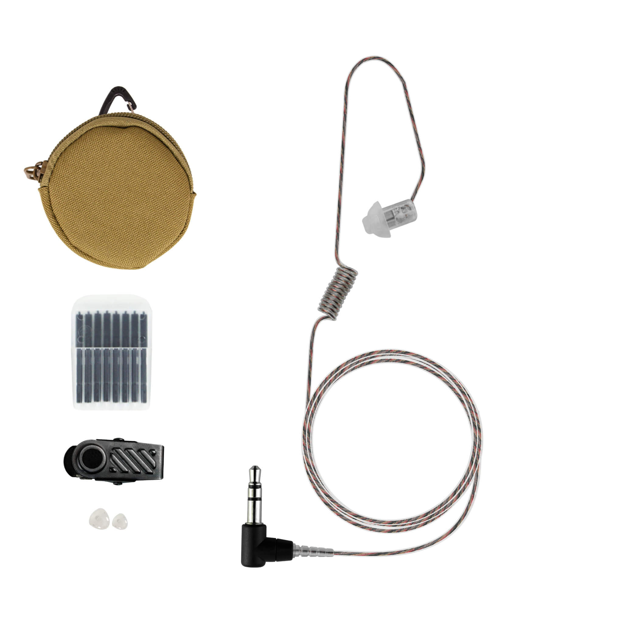 Kit Invisible Braided Fiber Tactical Mic & Invisible Series Tubeless Earpiece Comple ...