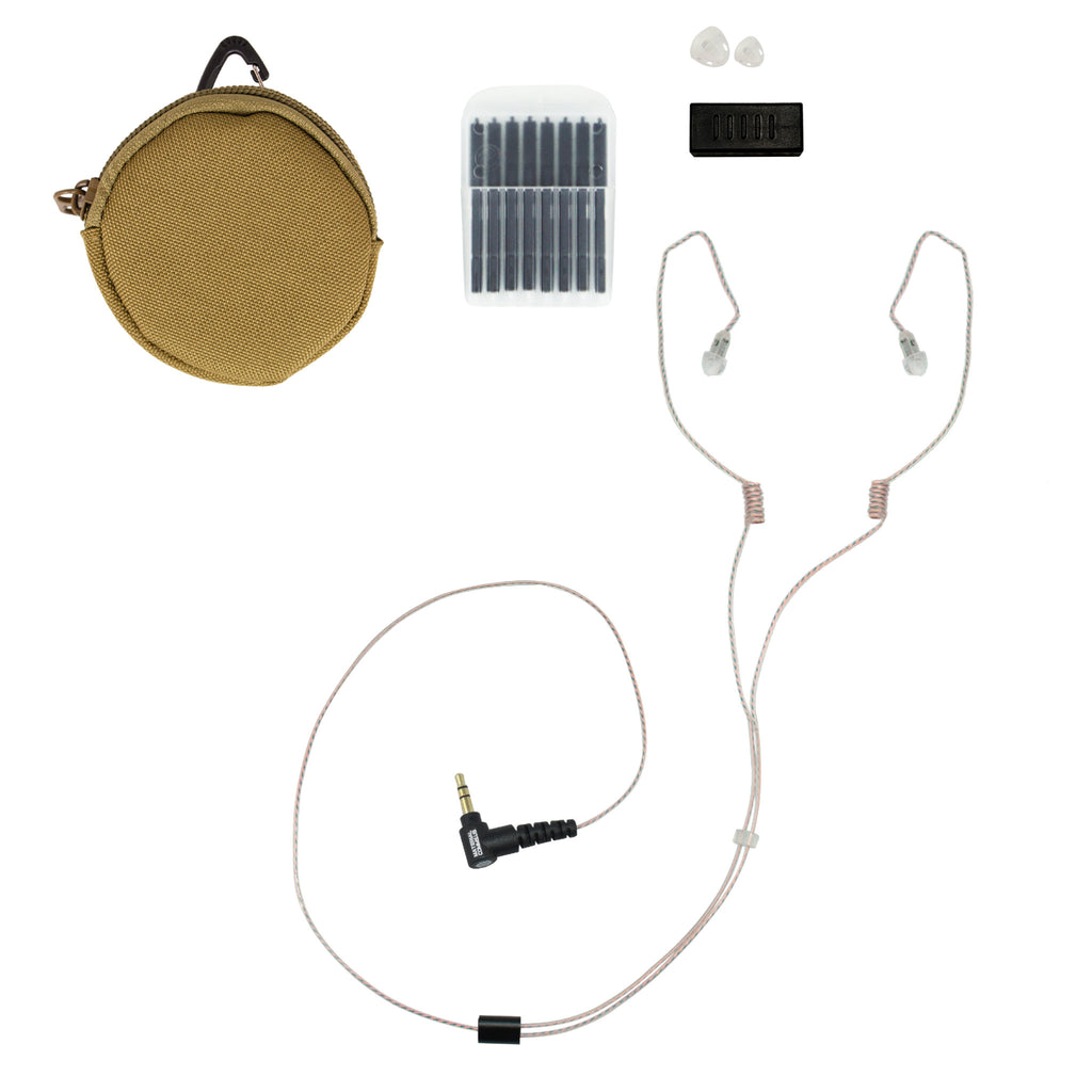 Utility Mic & DUAL Ultra Stealth 360 Radio Earpiece Kit - Motorola, Kenwood, Harris, M/A Com, Tait, & More Comm Gear Supply CGS LT-DINV-TBD
